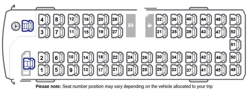Richard Taylor Travel 53 seat coach layout
