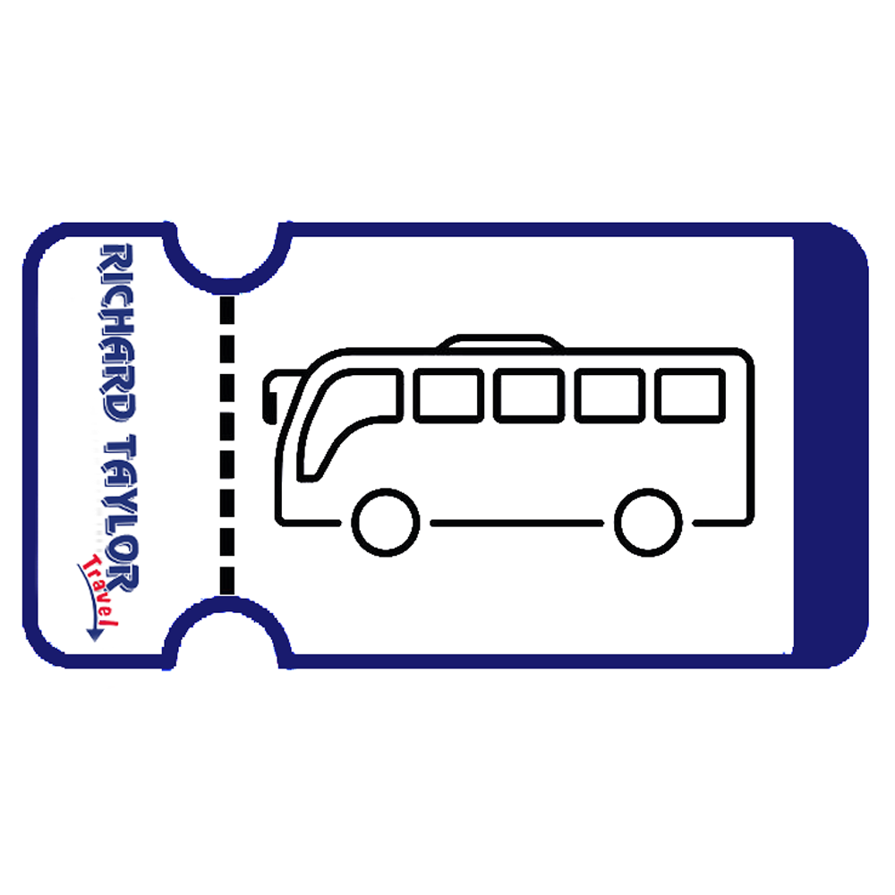 Design of a bus ticket with 'Richard Taylor' branding on a white background