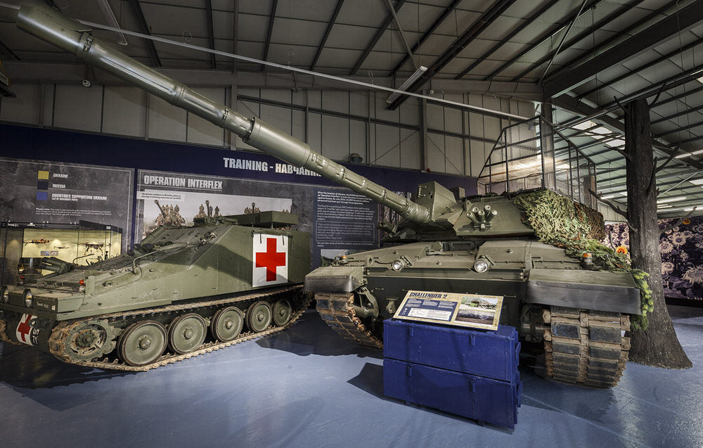 The Tank Museum in Bovington, Dorset, is the world's largest tank collection, featuring over 300 armoured fighting vehicles from over 26 countries. It acts as the museum for the Royal Tank Regiment and Royal Armoured Corps, showcasing tanks from WWI to the present day through interactive, modern exhibitions, including the only running Tiger I tank.
